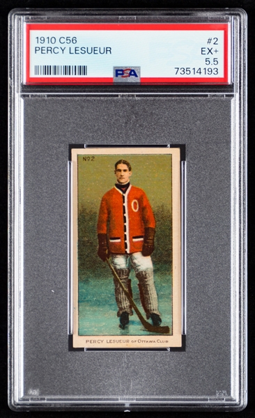 1910-11 Imperial Tobacco C56 Hockey Card #2 HOFer Percy LeSueur Rookie - Graded PSA 5.5