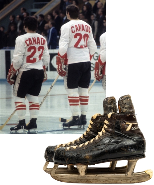 Pete Mahovlichs 1972 Canada-Russia Series CCM Tacks Game-Worn Skates From His Personal Collection with His Signed LOA 