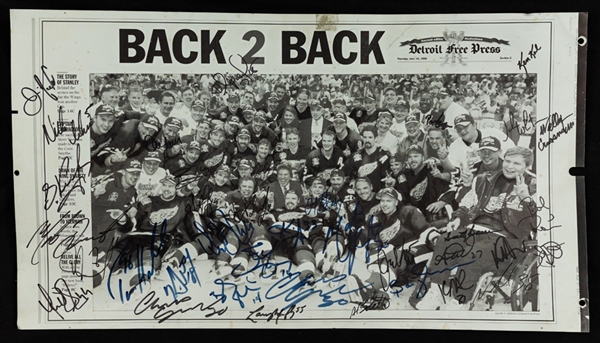 Detroit Red Wings 1998 Stanley Cup Champions Team-Signed Detroit Free Press Printing Plate with LOA