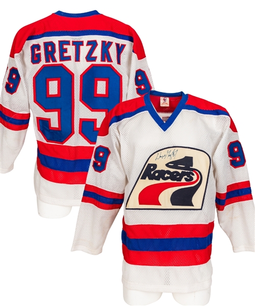 Wayne Gretzky Signed WHA Indianapolis Racers Vintage Jersey with Shawn Chaulk LOA