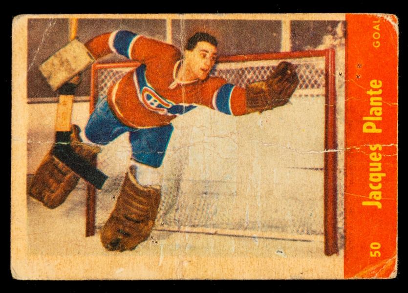 1955-56 Parkhurst Hockey Card #50 HOFer Jacques Plante Rookie