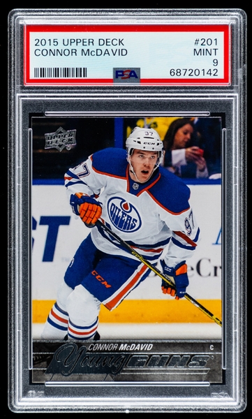 2015-16 Upper Deck Young Guns Hockey Card #201 Connor McDavid Rookie - Graded PSA 9