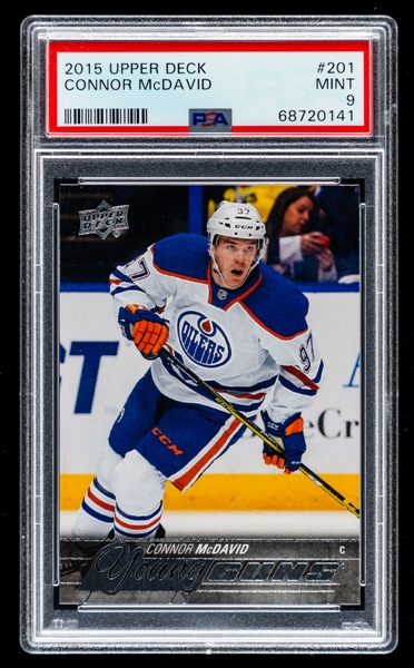 2015-16 Upper Deck Young Guns Hockey Card #201 Connor McDavid Rookie - Graded PSA 9