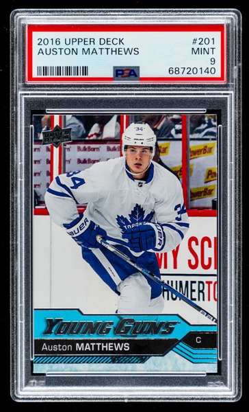 2016-17 Upper Deck Young Guns Hockey Card #201 Auston Matthews Rookie – Graded PSA 9 