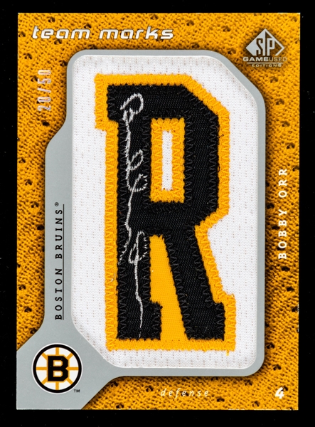 2008-09 Upper Deck SP Game-Used Team Marks Signed Hockey Card #TM-BO Bobby Orr (20/50) 