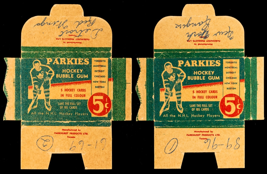 1951-52 Parkhurst Hockey Card Wrapper Box Collection of 2