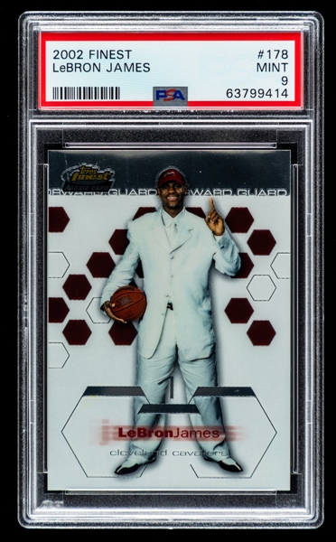 2002-03 Topps Finest Basketball Card #178 LeBron James Rookie - Graded PSA 9