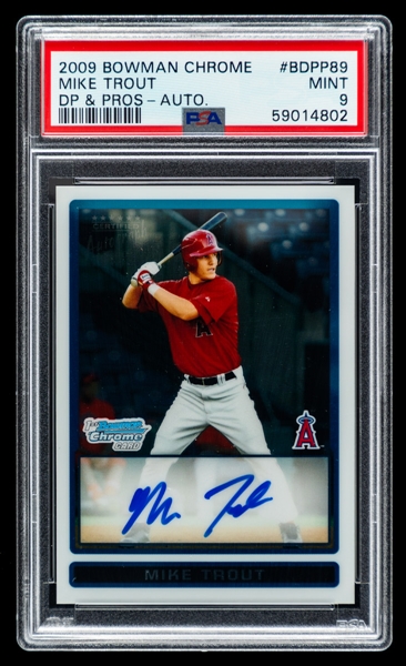 2009 Bowman Chrome Draft Picks & Prospects Signed Baseball Card #BDPP89 Mike Trout Rookie - Graded PSA 9