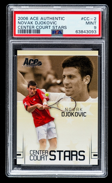 2006 Ace Authentic Center Court Stars Tennis Card #CC-2 Novak Djokovic Rookie (058/599) - Graded PSA 9