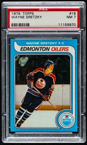 1979-80 Topps Hockey Card #18 HOFer Wayne Gretzky Rookie - Graded PSA 7