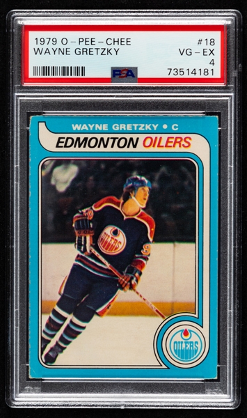 1979-80 O-Pee-Chee Hockey Card #18 HOFer Wayne Gretzky Rookie - Graded PSA 4