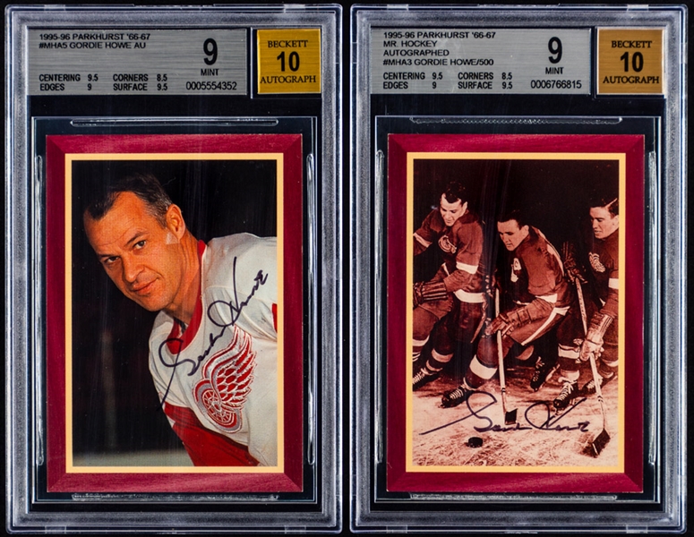 1995-96 Parkhurst 66-67 Mr. Hockey Signed Limited-Edition Gordie Howe Hockey Cards Complete Set of 5 (/500)- All Beckett Graded