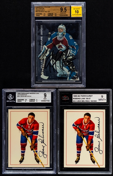 Late-1990s/Early-2000s Upper Deck, Topps, Parkhurst, BAP, ITG and Other Brands Signed Cards (48) - Beliveau, Esposito, Cournoyer, Mikita, Bourque, Giacomin, Roy +++