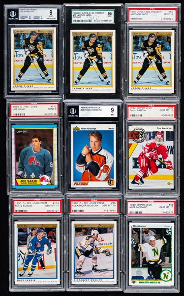 1989-90 to 1992-93 O-Pee-Chee Premier, OPC, Upper Deck, Topps and Score Hockey Rookie Cards (60) Inc. Jagr, Sakic, Brodeur, Lindros, Belfour, Bure, Forsberg, Hasek & Kariya - Most Graded