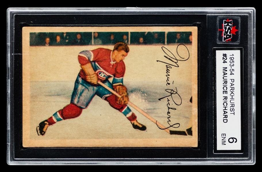 1953-54 Parkhurst Hockey Card #24 HOFer Maurice Richard - Graded KSA 6