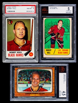 1964-65 to 1979-80 O-Pee-Chee and Topps Hockey Cards of HOFer Bobby Hull (9) - Most Graded