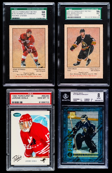 1994-95 to 2002-03 Graded Hockey Rookie Cards (9) - Includes Zetterberg, Spezza, Iginla, Gaborik, Thornton, Kiprusoff and Others