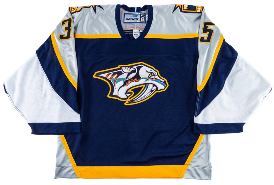 Mikhail Shtalenkovs 1998-99 Nashville Predators Inaugural Season Game-Worn Pre-Season Jersey