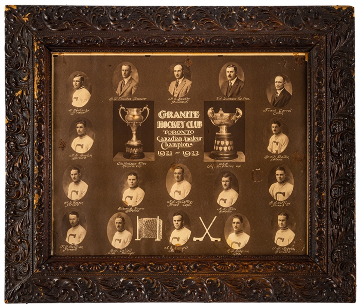 1921-22 Toronto Granites Allan Cup Champions Framed Composite Team Photo with HOFers Hooley Smith and Harry Watson (23" x 27") - 1924 Olympic Gold Medal Winners! 