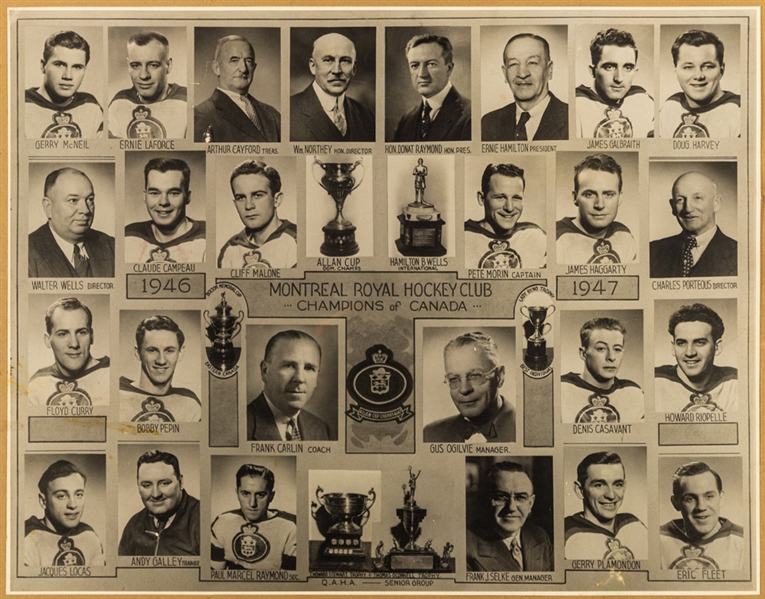 1946-47 Montreal Royals Allan Cup Champions Framed Composite Team Photo with HOFer Doug Harvey (23" x 26") 