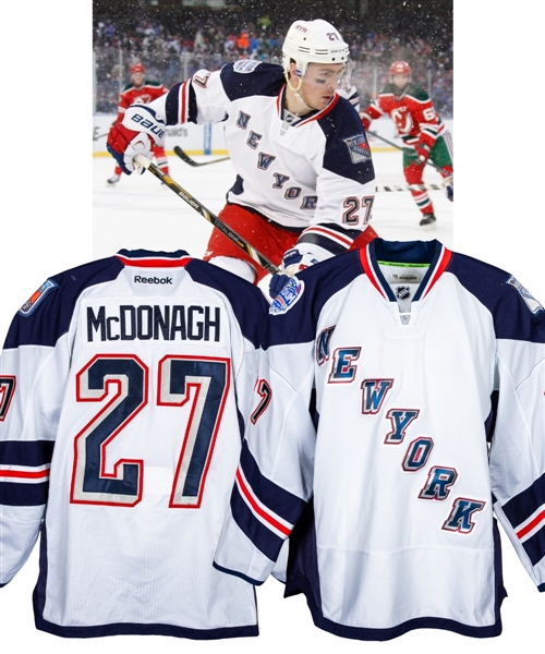 Ryan McDonaghs 2014 NHL Stadium Series New York Rangers Game-Worn First Period Jersey with LOA