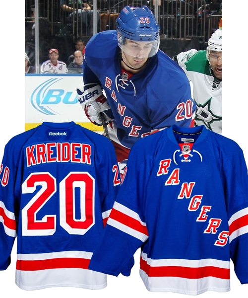 Chris Kreiders 2014-15 New York Rangers Game-Worn Jersey with Steiner LOA