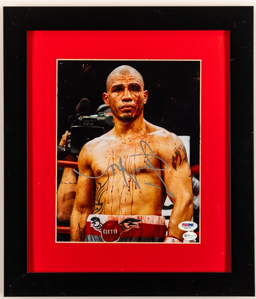 Miguel Cotto Signed Framed "Bloody" Photo with PSA/DNA COA (13" x 15")