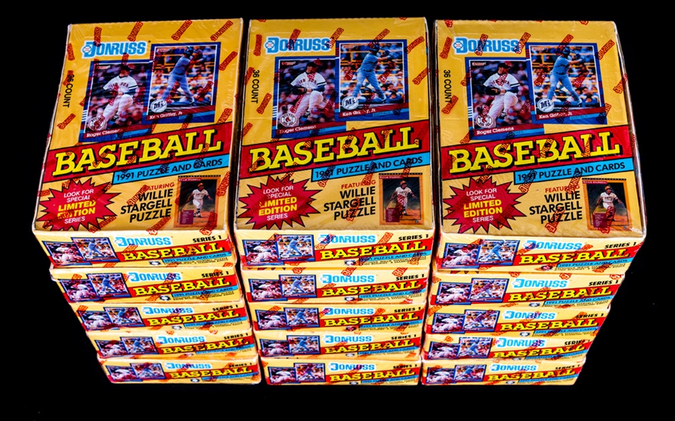 1991 Donruss Baseball Series 1 Factory Sealed Wax Boxes (15) - Canadian Version Wax Boxes
