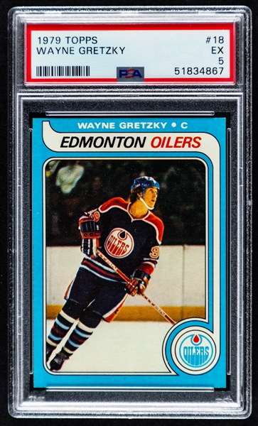 1979-80 Topps Hockey Card #18 HOFer Wayne Gretzky Rookie - Graded PSA 5