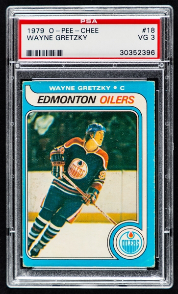 1979-80 O-Pee-Chee Hockey Card #18 HOFer Wayne Gretzky Rookie - Graded PSA 3