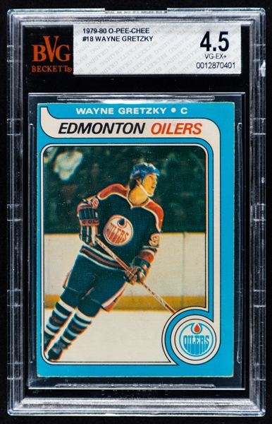 1979-80 O-Pee-Chee Hockey Card #18 HOFer Wayne Gretzky Rookie - Graded BVG 4.5