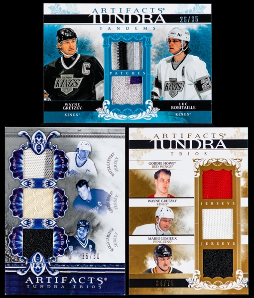 2006-07 to 2012-13 Upper Deck Artifacts Tundra Trios/Tandems Jerseys/Patches Hockey Cards (6) Featuring HOFer Wayne Gretzky (/35, /50, /75)