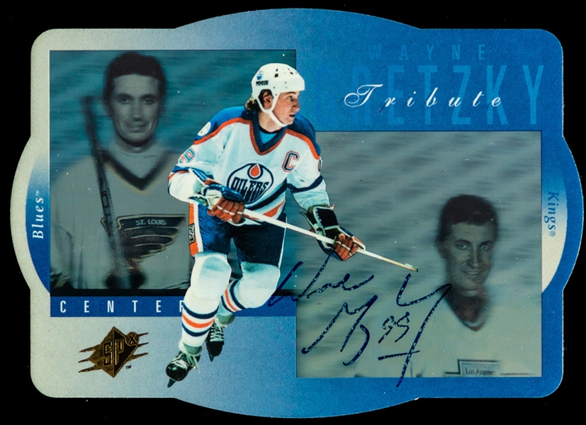1996-97 Upper Deck SPx Tribute Signed Hockey Card #GS1 HOFer Wayne Gretzky - UDA Authenticated