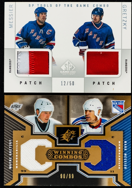 2000-01 to 2005-06 Upper Deck Winning Combos/Game Used/Dynasty/Premier Teammates Jersey/Patch Hockey Cards (5) of HOFers Wayne Gretzky & Mark Messier 