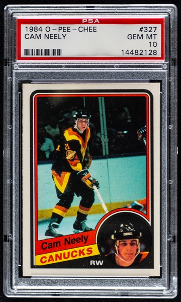 1984-85 O-Pee-Chee Hockey Card #327 HOFer Cam Neely Rookie - Graded PSA GEM MT 10