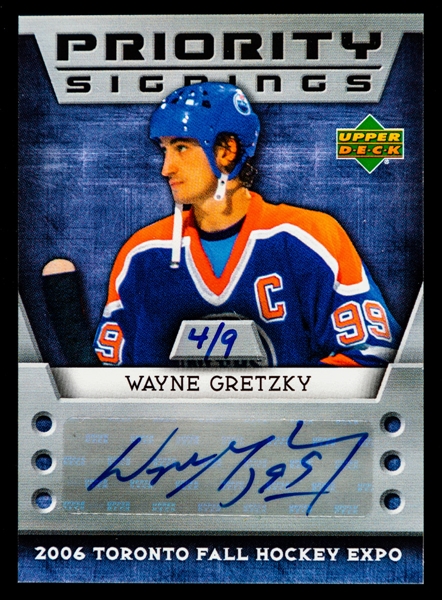2006-07 Upper Deck Priority Signings 2006 Toronto Fall Hockey Expo Signed Hockey Card #PS-WG1 of HOFer Wayne Gretzky (4/9)