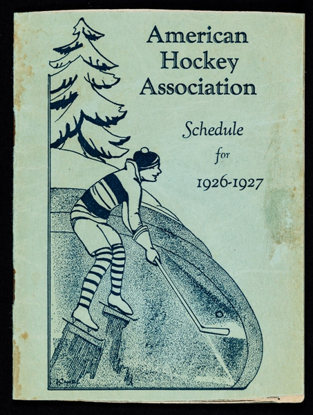 Scarce 1926-27 AHA Hockey Schedule with Minneapolis Millers Team Photo including HOFer Tiny Thompson - The Brent Sobie Antique Hockey and Baseball Collection