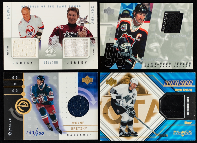 2000-01 Upper Deck Game Used Stick/Game Gear/Team Foundations/Winning Materials/Game Used Jersey & Others Hockey Cards (13) of HOFer Wayne Gretzky