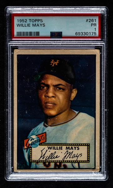 1952 Topps Baseball Card #261 HOFer Willie Mays - Graded PSA 1