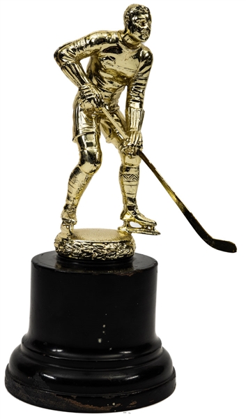 Late-1930s Hockey Player Trophy (12") Plus 1928-29 Standard Stock Mining Hockey Trophy (4 1/2") - The Brent Sobie Antique Hockey and Baseball Collection