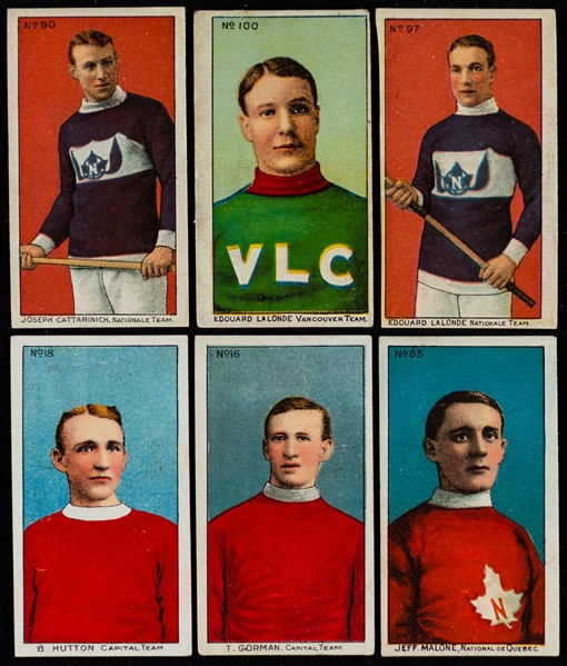 1910-11 Imperial Tobacco C59 Lacrosse Card Starter Set (69/100) Including Hockey HOFers Tommy Gorman, Joseph Cattarinich, Bouse Hutton and Newsy Lalonde (2)