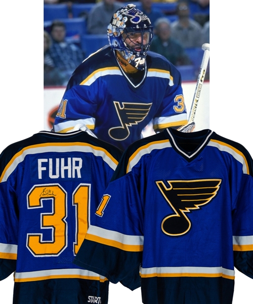 Grant Fuhrs 1998-99 St Louis Blues Signed Game-Worn Jersey with LOA - Photo-Matched! 