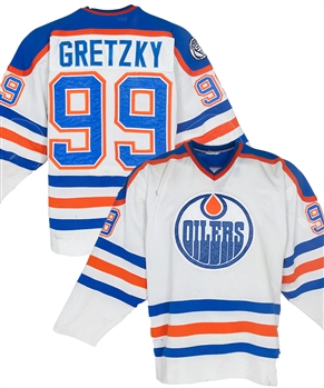 Wayne Gretzky 1981-82 Edmonton Oilers Replica Jersey with Disabled Patch (Made with an 1981-82 Oilers Game-Worn Jersey from Unknown Player)