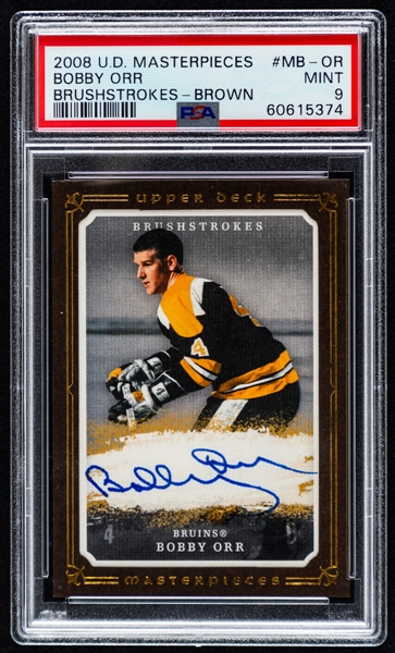 2008-09 Upper Deck Masterpieces Brushstrokes (Brown) Signed Hockey Card #MB-OR HOFer Bobby Orr - Graded PSA 9