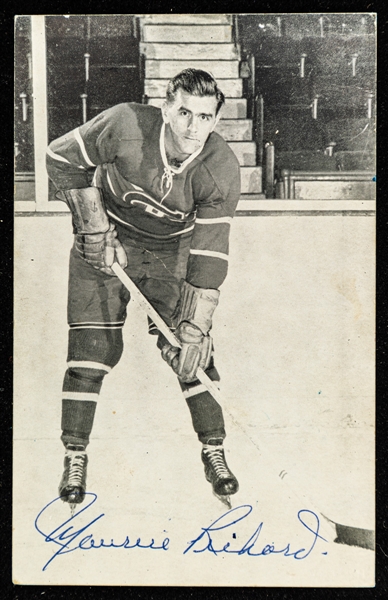 Deceased HOFer Maurice Richard Vintage-Signed Montreal Canadiens Exhibit Card