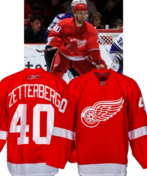 Henrik Zetterbergs 2008-09 Detroit Red Wings Game-Worn Jersey with Team COA - Photo-Matched! 