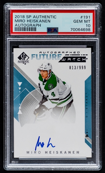 2018-19 Upper Deck SP Authentic Future Watch Autographed Hockey Card #191 Miro Heiskanen Rookie (813/999) - Graded PSA GEM MT 10