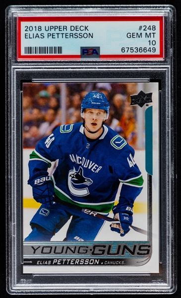 2018-19 Upper Deck Young Guns Hockey Card #248 Elias Pettersson Rookie - Graded PSA GEM MT 10