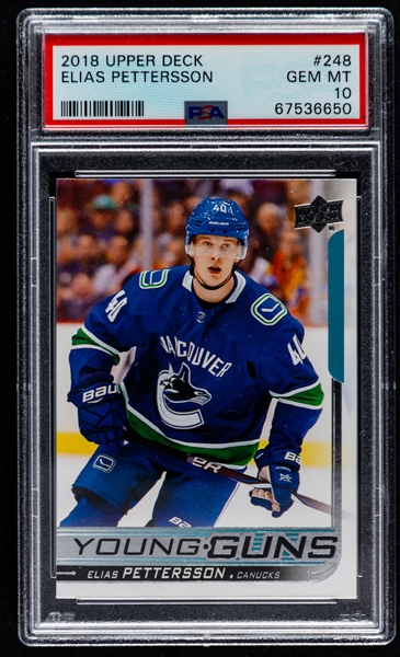 2018-19 Upper Deck Young Guns Hockey Card #248 Elias Pettersson Rookie - Graded PSA GEM MT 10