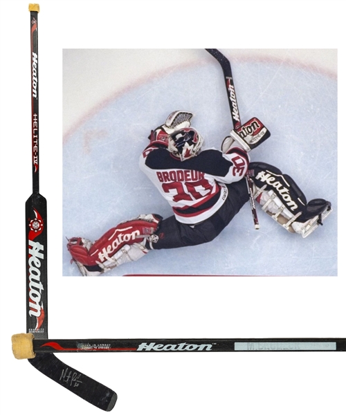 Martin Brodeurs 1997-98 New Jersey Devils Signed Heaton Helite-IV Game-Used Stick From the Personal Collection of Dino Ciccarelli with His Signed LOA